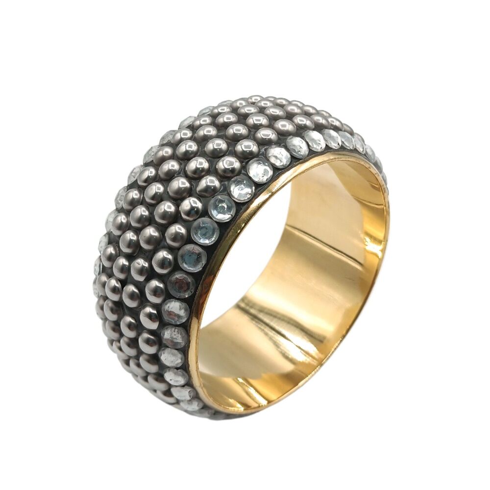 Antika Collection Silver Stud Bangle Bracelet Gold Tone Chunky Whimsigoth Rock